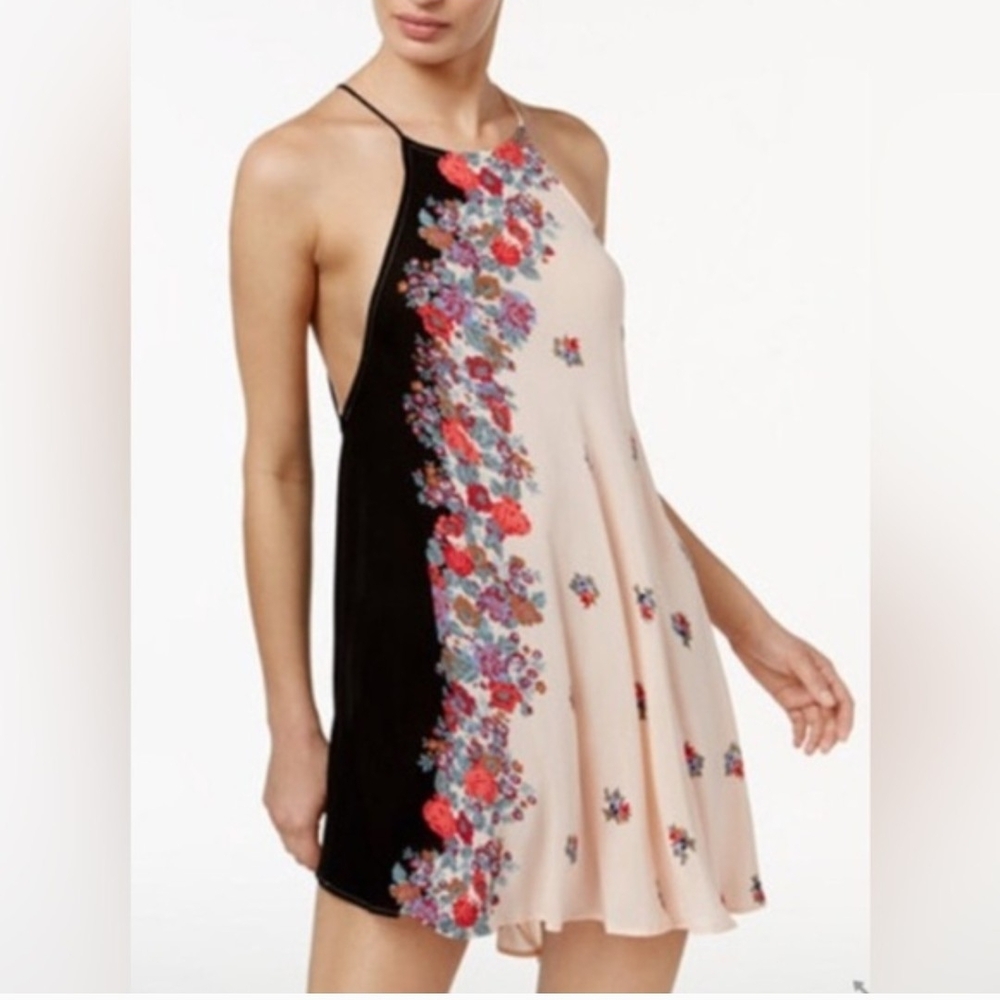 Free People Intimately It's A Cinch Floral Slip Dress Black Combo Size M Boho